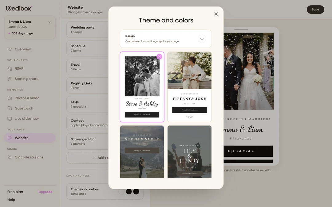 the color picker open on Button background, with the preview updating
