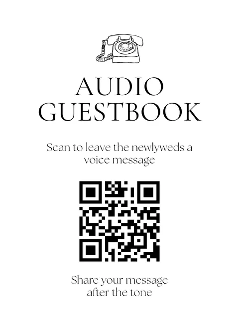 Audio Guest Book Sign No. 1 printable wedding QR code design