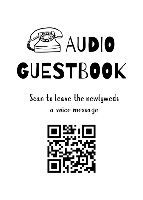 Audio Guest Book Sign No. 2 printable wedding QR code design