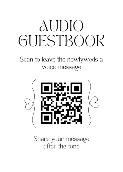 Audio Guest Book Sign No. 3 printable wedding QR code design