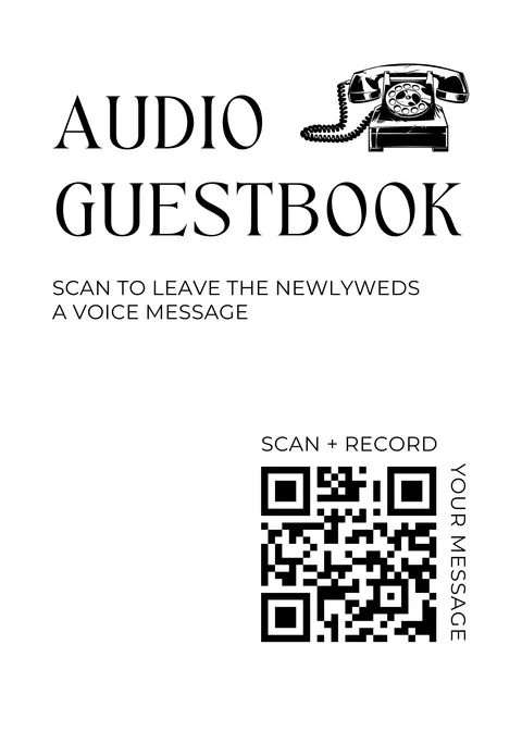 Audio Guest Book Sign No. 4 printable wedding QR code design