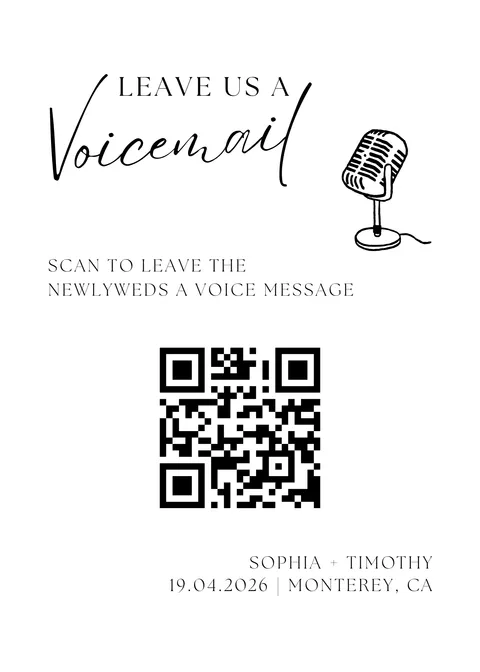 Audio Guest Book Sign No. 6 printable wedding QR code design