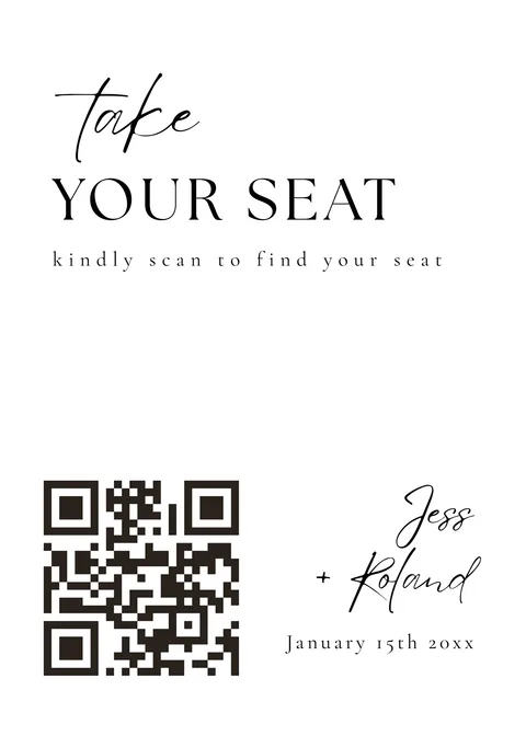 Seating Chart No. 1 printable wedding QR code design