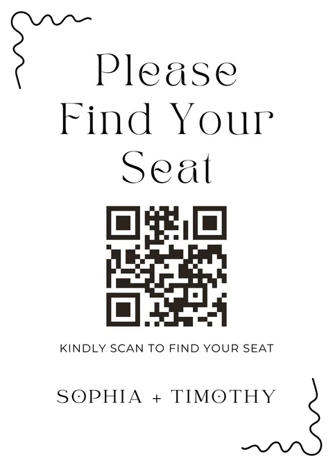Seating Chart No. 5 printable wedding QR code design
