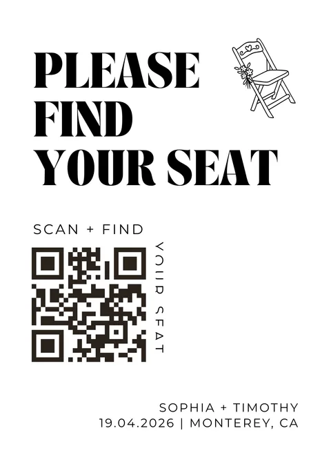 Seating Chart No. 6 printable wedding QR code design