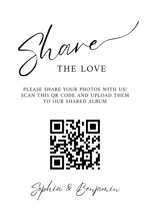 Table Sign No. 1 printable wedding QR code design
