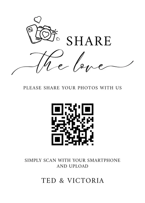 Table Sign No. 10 printable wedding QR code design