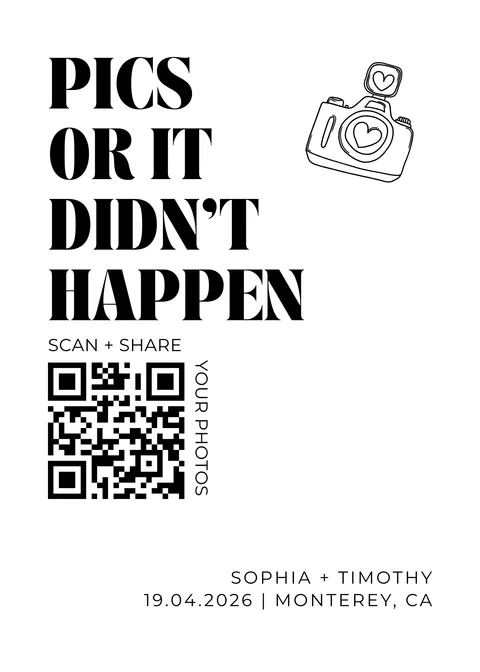 Table Sign No. 20 printable wedding QR code design
