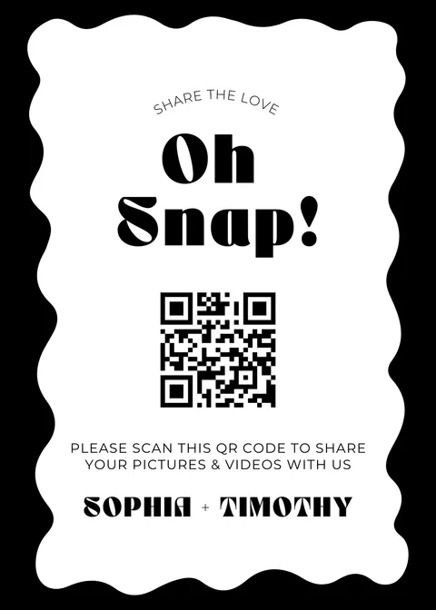 Table Sign No. 21 printable wedding QR code design