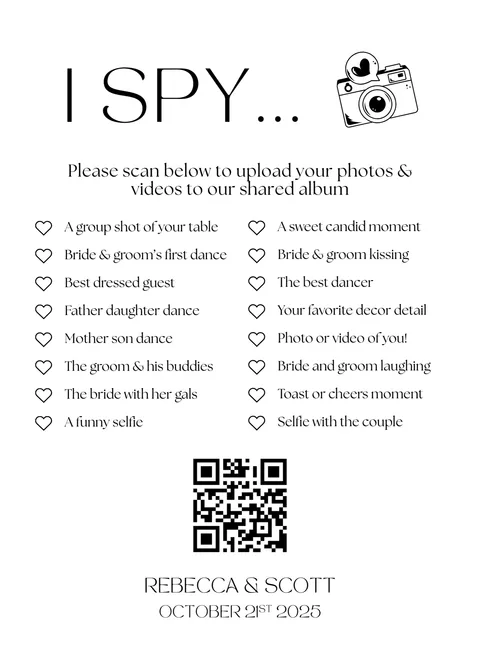 Table Sign No. 24 printable wedding QR code design