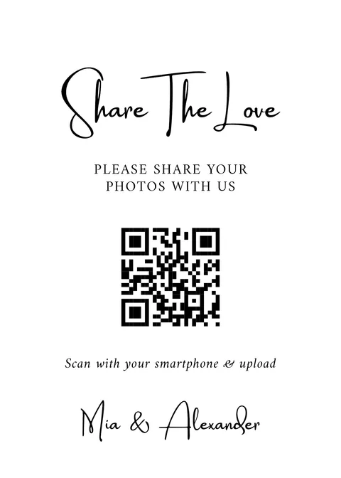 Table Sign No. 3 printable wedding QR code design