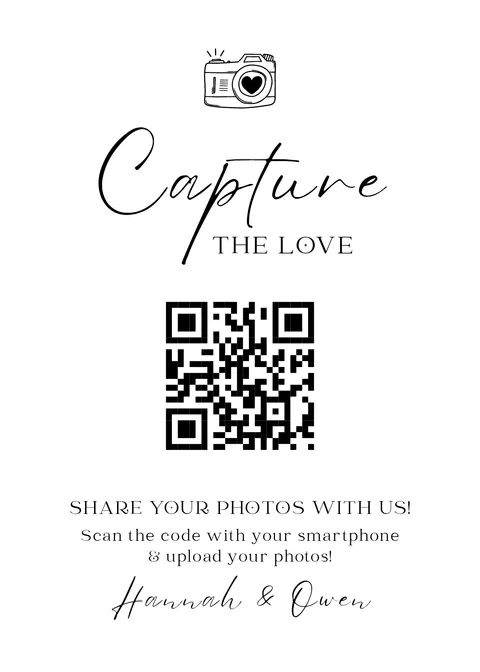 Table Sign No. 6 printable wedding QR code design