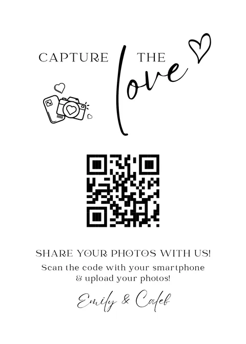 Table Sign No. 7 printable wedding QR code design