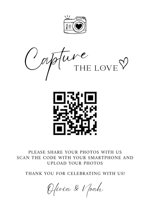 Table Sign No. 8 printable wedding QR code design
