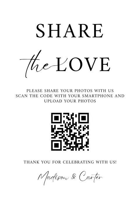 Table Sign No. 9 printable wedding QR code design