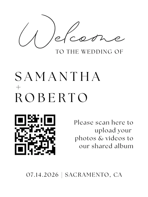 Welcome Sign No. 1 printable wedding QR code design